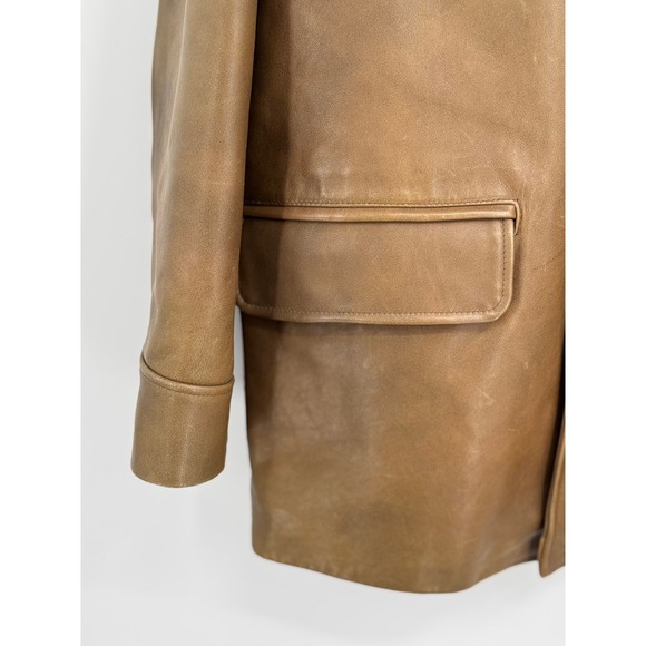 J.Crew Men's Genuine Brown Leather Jacket Size M Vintage Style Quilted Liner Y2K - Picture 4 of 16